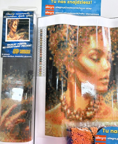 Haft Diamentowy Złoty Kobieta Złoto Mozaika Diamond Painting Zestaw