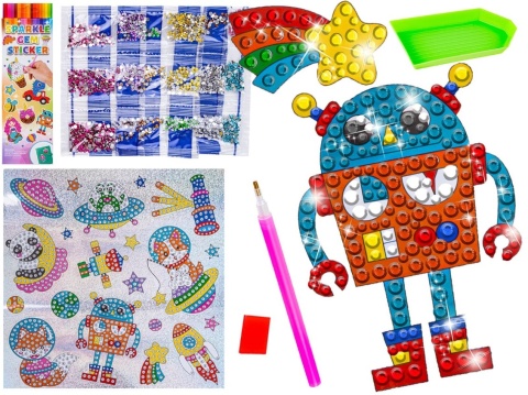 Haft Diamentowy Mozaika Diamentowa Naklejki Zestaw 20 Naklejek Roboty Dla Dzieci