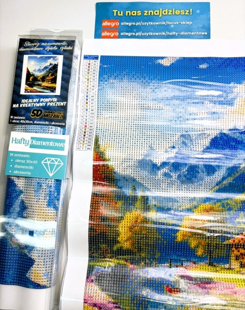 Haft Diamentowy Mozaika Wyklejanka 30x40cm Diamond Painting Góry Krajobraz Rzeka