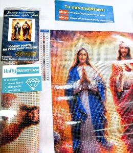Haft Diamentowy Mozaika Wyklejanka 30x40cm Diamond Painting Jezus Maryja 5D