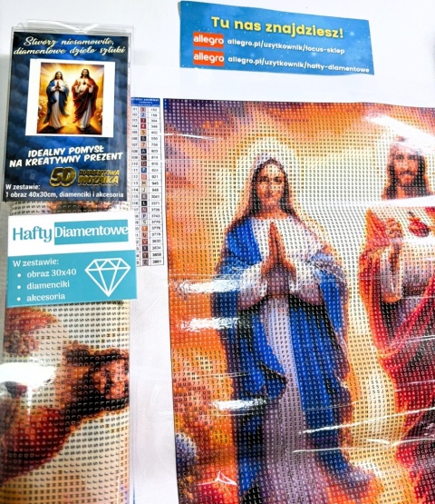 Haft Diamentowy Mozaika Wyklejanka 30x40cm Diamond Painting Jezus Maryja 5D