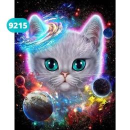 Haft Diamentowy Mozaika Wyklejanka 30x40cm Diamond Painting Kot Galaxy Kosmos