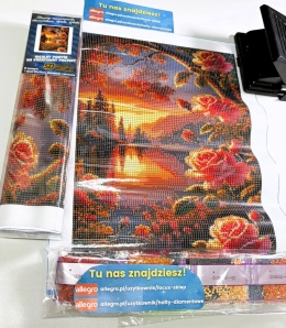 Haft Diamentowy Mozaika Wyklejanka 30x40cm Diamond Painting Krajobraz Róże