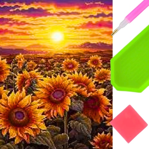 Haft Diamentowy Mozaika Wyklejanka 30x40cm Diamond Painting Kwiaty Krajobraz