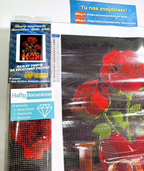 Haft Diamentowy Mozaika Wyklejanka 30x40cm Diamond Painting Róże Kwiaty Love