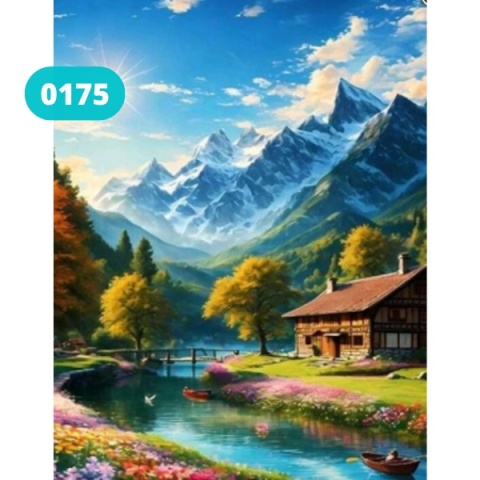 Haft Diamentowy Mozaika Wyklejanka 30x40cm Diamond Painting Góry Krajobraz Rzeka