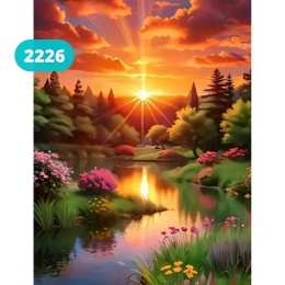Haft Diamentowy Mozaika Wyklejanka 30x40 Diamond Painting Krajobraz Zachód