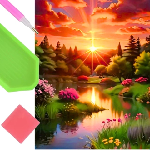 Haft Diamentowy Mozaika Wyklejanka 30x40 Diamond Painting Krajobraz Zachód