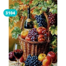 Haft Diamentowy Mozaika Wyklejanka 30x40cm Owoce Warzywa Do Kuchni Wino