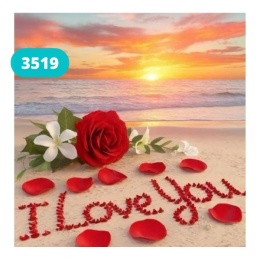Haft Diamentowy Mozaika Wyklejanka 30x40cm Plaża Kwiaty Róże I love You 5D