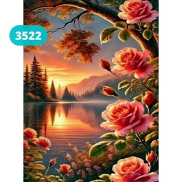 Haft Diamentowy Mozaika Wyklejanka 30x40cm Diamond Painting Krajobraz Róże
