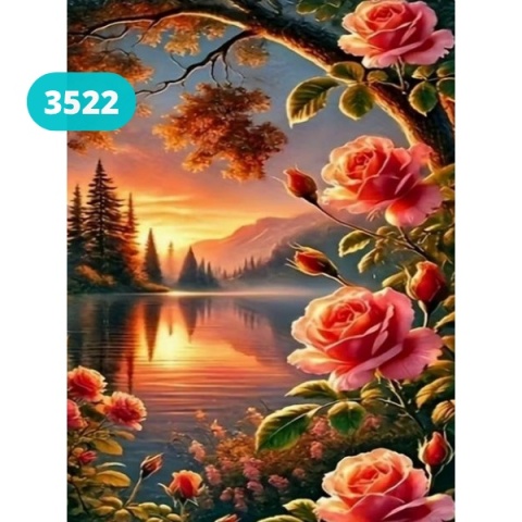 Haft Diamentowy Mozaika Wyklejanka 30x40cm Diamond Painting Krajobraz Róże