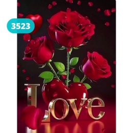 Haft Diamentowy Mozaika Wyklejanka 30x40cm Diamond Painting Róże Kwiaty Love
