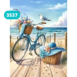 Haft Diamentowy Mozaika Wyklejanka 30x40cm Diamond Painting Lato Rower Plaża