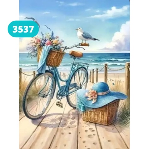 Haft Diamentowy Mozaika Wyklejanka 30x40cm Diamond Painting Lato Rower Plaża