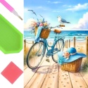 Haft Diamentowy Mozaika Wyklejanka 30x40cm Diamond Painting Lato Rower Plaża