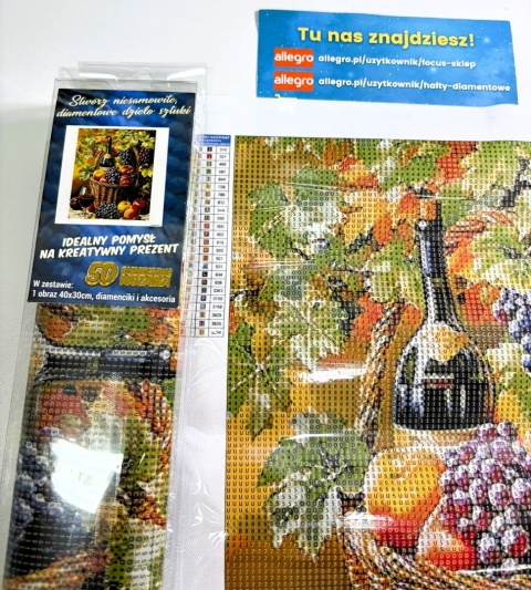 Haft Diamentowy Mozaika Wyklejanka 30x40cm Owoce Warzywa Do Kuchni Wino