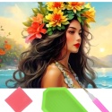 Haft Diamentowy Dziewczyna Kobieta Kwiaty Wianek Diamond Painting Mozaika