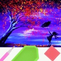 Haft Diamentowy Jesień Parasol Kobieta Drzewo Mozaika Diamond Painting 5D