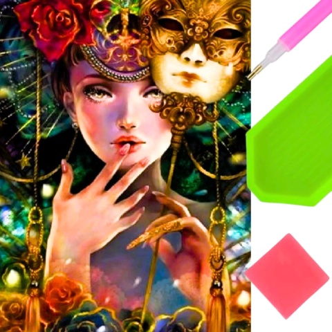 Haft Diamentowy Kobieta Karnawał Maska Diamond Painting Mozaika Zestaw 5D