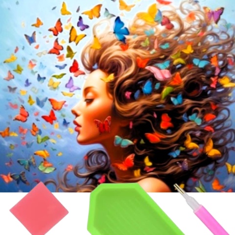 Haft Diamentowy Kobieta Motyle Diamond Painting Mozaika Zestaw Kreatywny