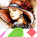 Haft Diamentowy Kobieta W Kapeluszu Diamond Painting Mozaika Zestaw
