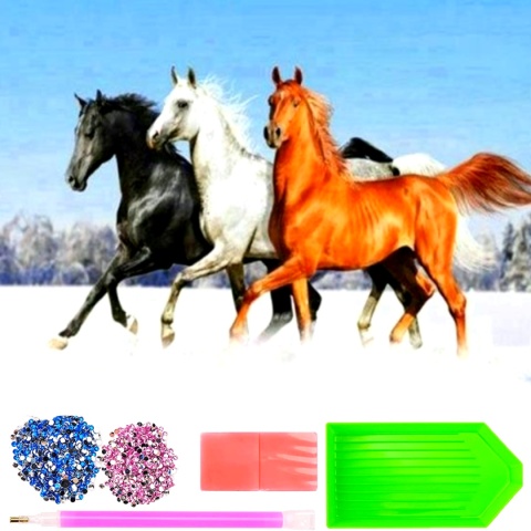 Haft Diamentowy Koń Konie Diamond Painting Mozaika Zestaw 30x40cm 5D