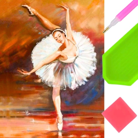 Haft Diamentowy Mozaika Diamond Painting Baletnica Kobieta Sukienka