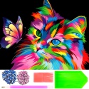 Haft Diamentowy Mozaika Diamond Painting Kotek Kot Kolorowy 30x40cm Zestaw