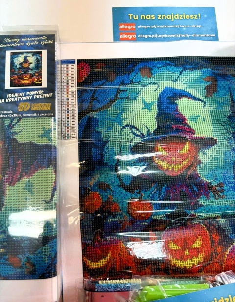 Haft Diamentowy Mozaika Wyklejanka 30x40cm Diamond Painting Halloween Dynia