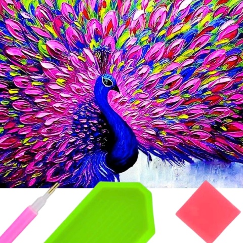 Haft Diamentowy Paw Kolorowy Diamond Painting Mozaika Zestaw Kreatywny