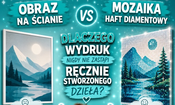 Obraz na ścianie kontra mozaika haft diamentowy – dlaczego wydruk nigdy nie zastąpi ręcznie stworzonego dzieła